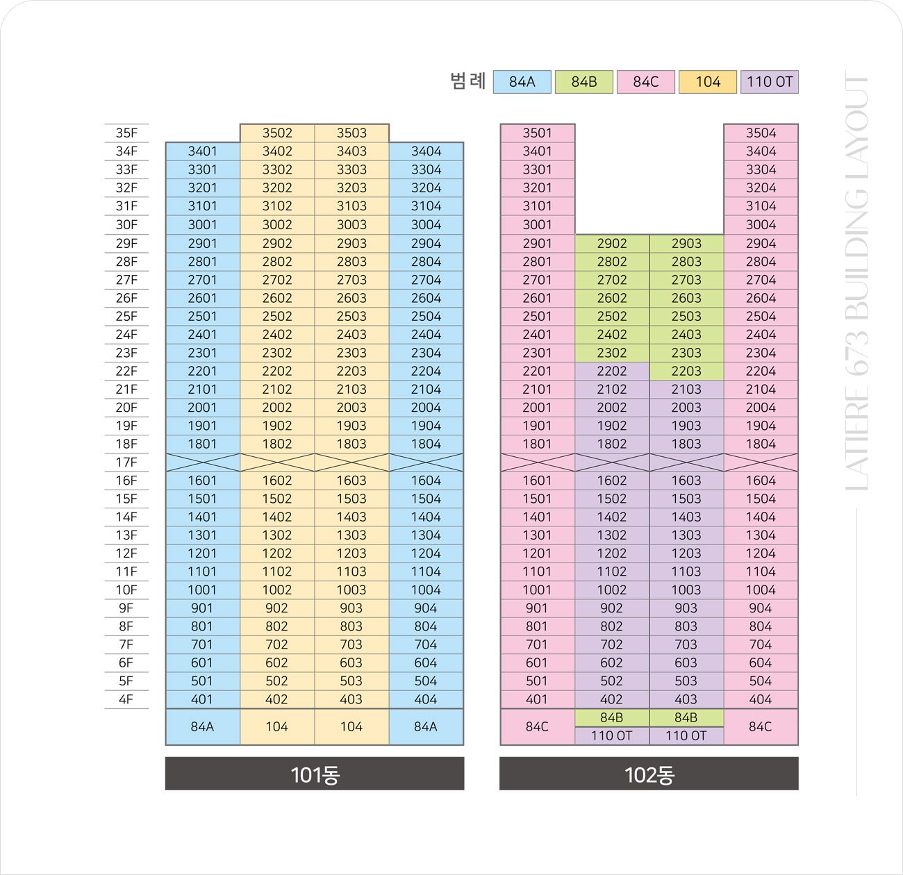 문수로라티에르673 동호수배치도